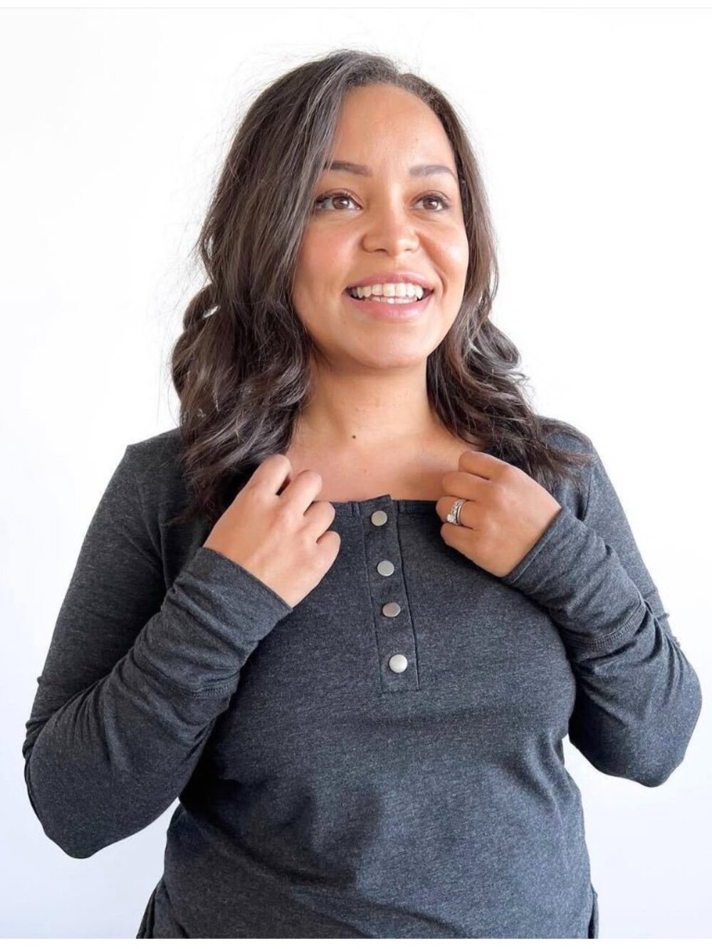 Buttercream Clothing Henley top - Charcoal Grey